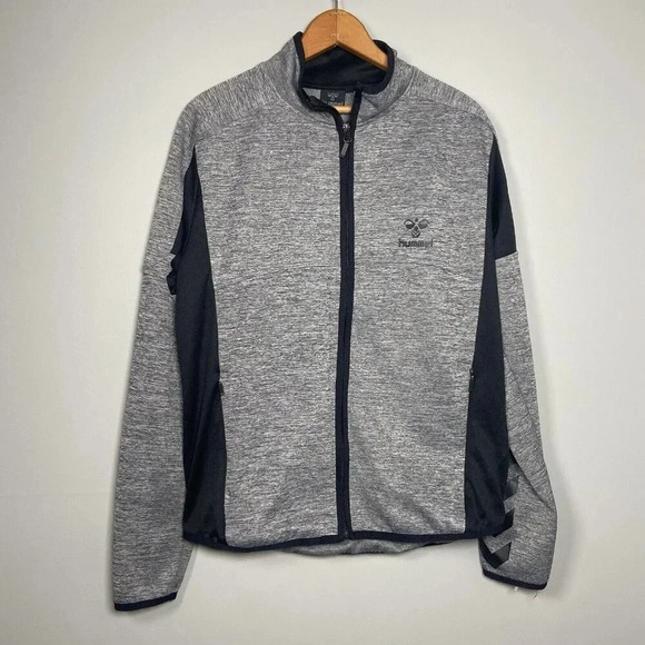 Hummel Mens Classic BEE PHI Gray Grey Black Jacket Track Top Size L Large Zip - Picture 3 of 13